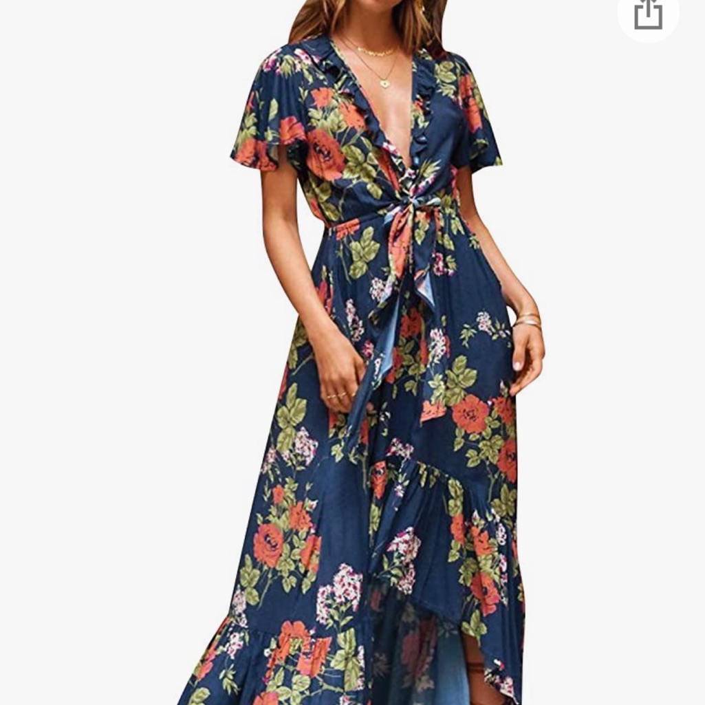 Simplee Navy Floral Dress